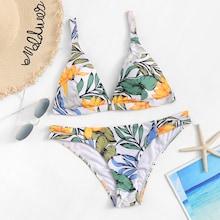 Romwe Random Floral Top With Cut-out Detail Bikini Set