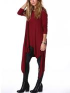 Romwe Burgundy Asymmetrical Jersey Dress