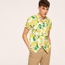 Romwe Guys Allover Lemon Print Shirt