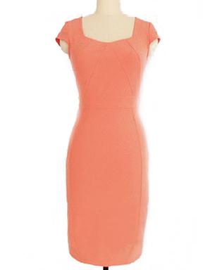 Romwe Square Neck Sheath Pink Dress