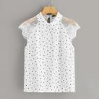 Romwe Lace Raglan Sleeve Heart Print Blouse