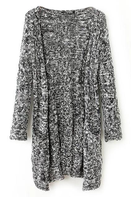Romwe Hollow-out Open Front Cardigan