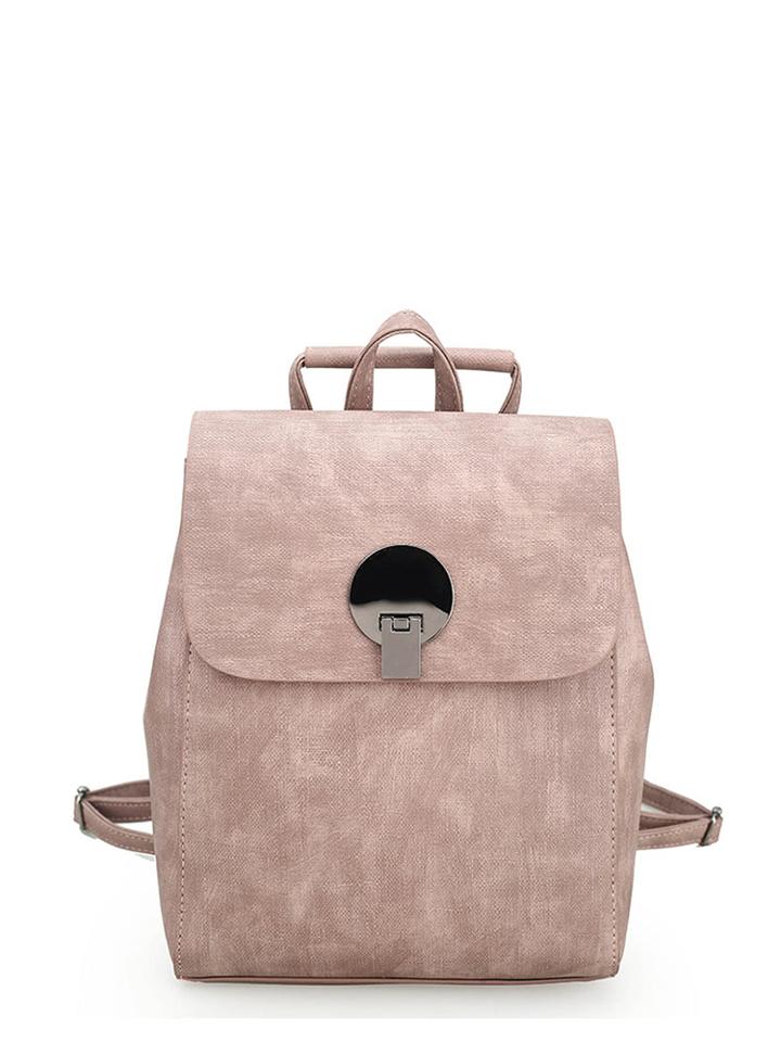 Romwe Flip Lock Detail Pu Backpack