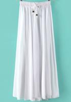 Romwe White Elastic Waist Pleated Skirt