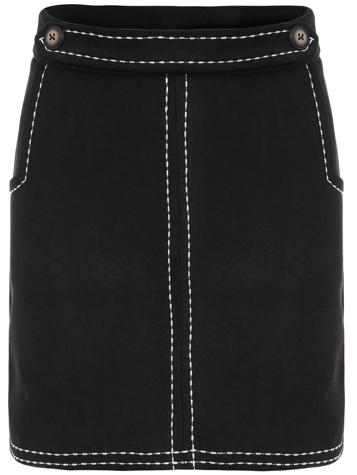Romwe Pockets Buttons Slim Black Skirt