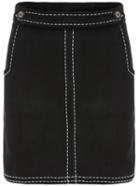 Romwe Pockets Buttons Slim Black Skirt