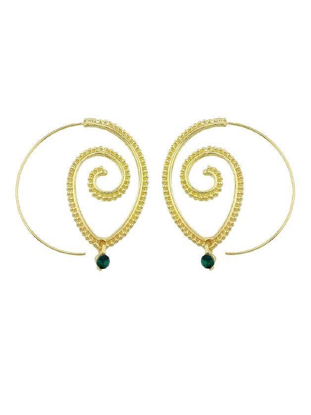 Romwe Gold Individuality Spiral Earrings