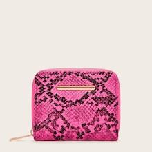 Romwe Zip Around Snakeskin Print Purse
