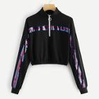 Romwe Sequins Half Zip Sweatshirt