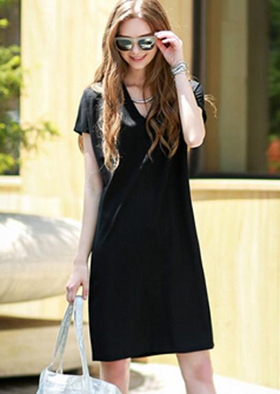 Romwe V Neck Short Sleeve Shift Dress