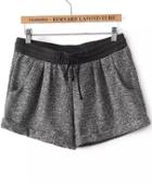 Romwe Grey Elastic Waist Straight Shorts