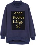 Romwe Letters Print Loose Navy Sweatshirt