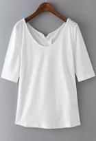 Romwe Scoop Neck Bandage T-shirt