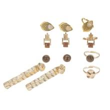 Romwe Textured Detail Earrings 4pairs & Ring Set 4pcs