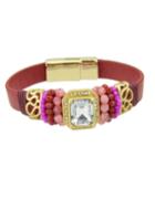 Romwe Trends Elegant Chunky Round Red Gemstone Latest Design Bracelet