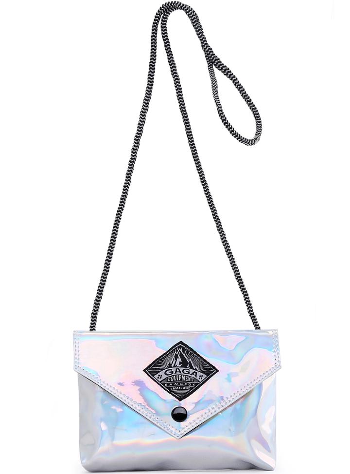 Romwe Silver Zipper Pu Shoulder Bag