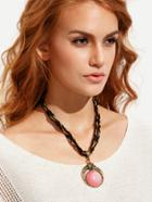 Romwe Vintage Braided Gemstone Pendant Necklace