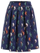 Romwe Elastic Waist Bird Print Skirt