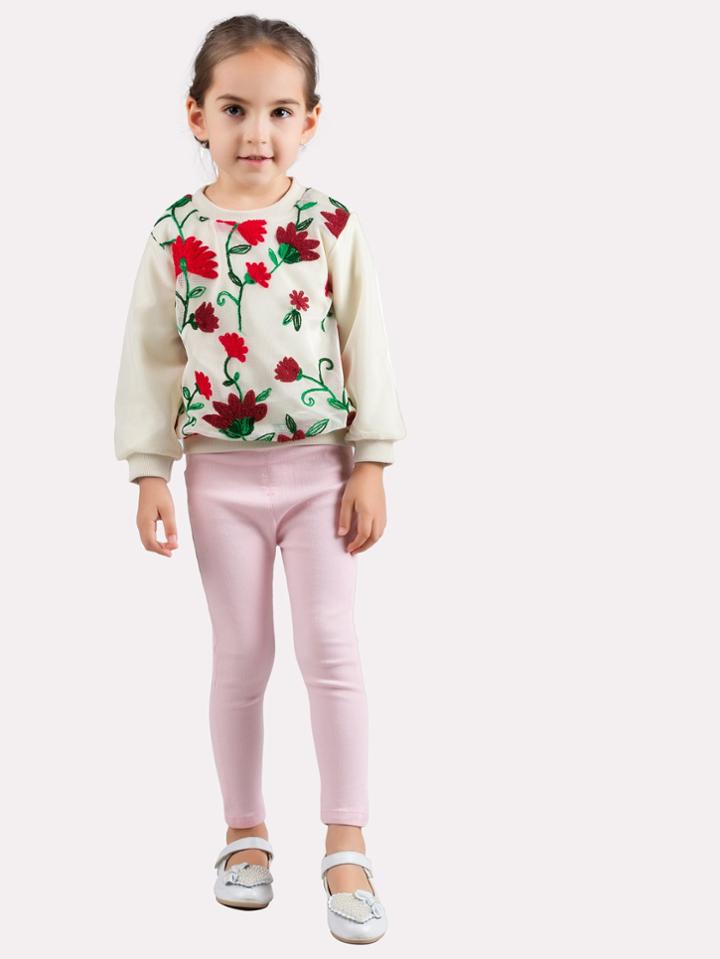 Romwe Flower Embroidery Fishnet Overlay Sweatshirt