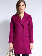 Romwe Purple Wide Lapel Long Sleeve Wool-blend Coat