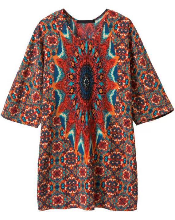 Romwe Vintage Floral Loose Dress
