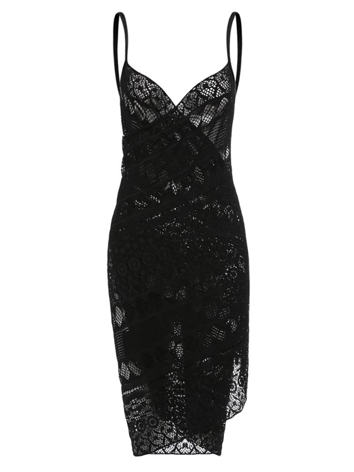 Romwe Wrap Lace Crochet Cover Up Dress