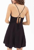 Romwe Cross Strap Back Chiffon Dress