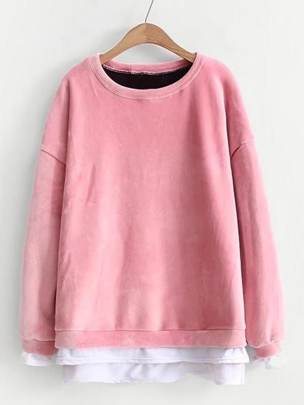 Romwe 2 In 1 Velvet Sweatshirt