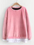 Romwe 2 In 1 Velvet Sweatshirt