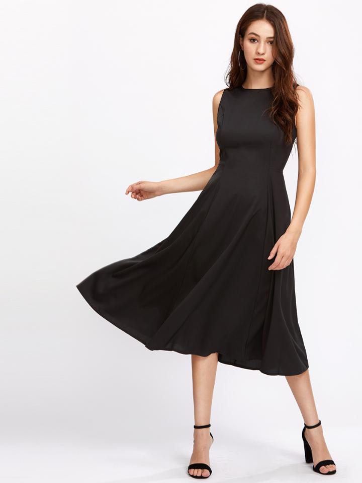 Romwe Zipper Back Swing Dress