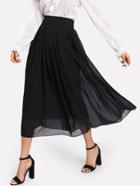 Romwe Elastic Waist Chiffon Skirt