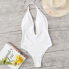 Romwe Open Back Halter One Piece Swimwear