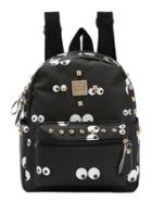Romwe Faux Leather Studded Eye Print Backpack