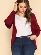 Romwe Ruffle Sleeve Curved Jersey Cardigan