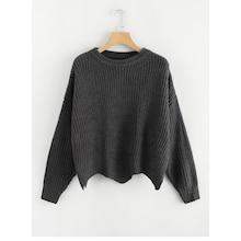 Romwe Plus Scalloped Hem Solid Sweater