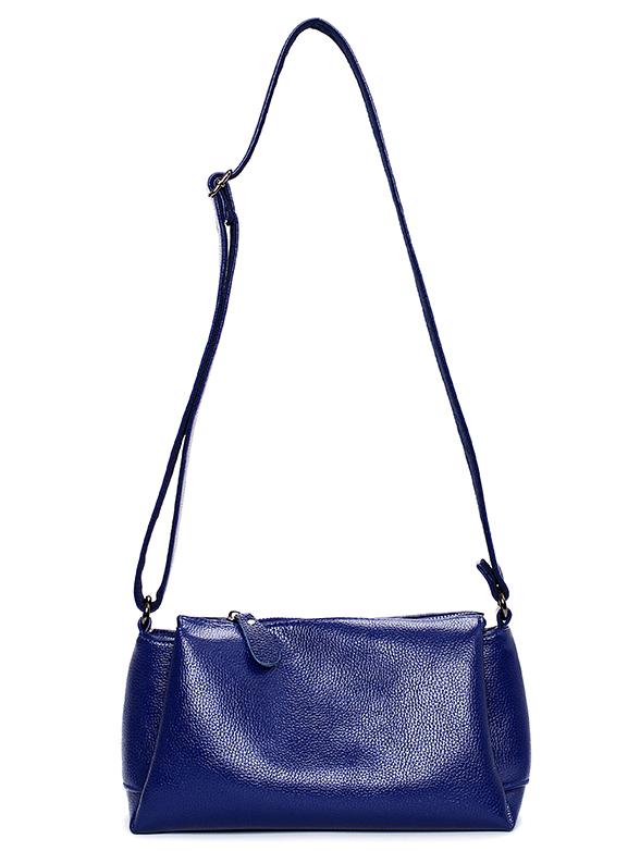 Romwe Embossed Faux Leather Zip Closure Shoulder Bag - Blue