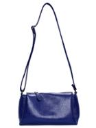 Romwe Embossed Faux Leather Zip Closure Shoulder Bag - Blue