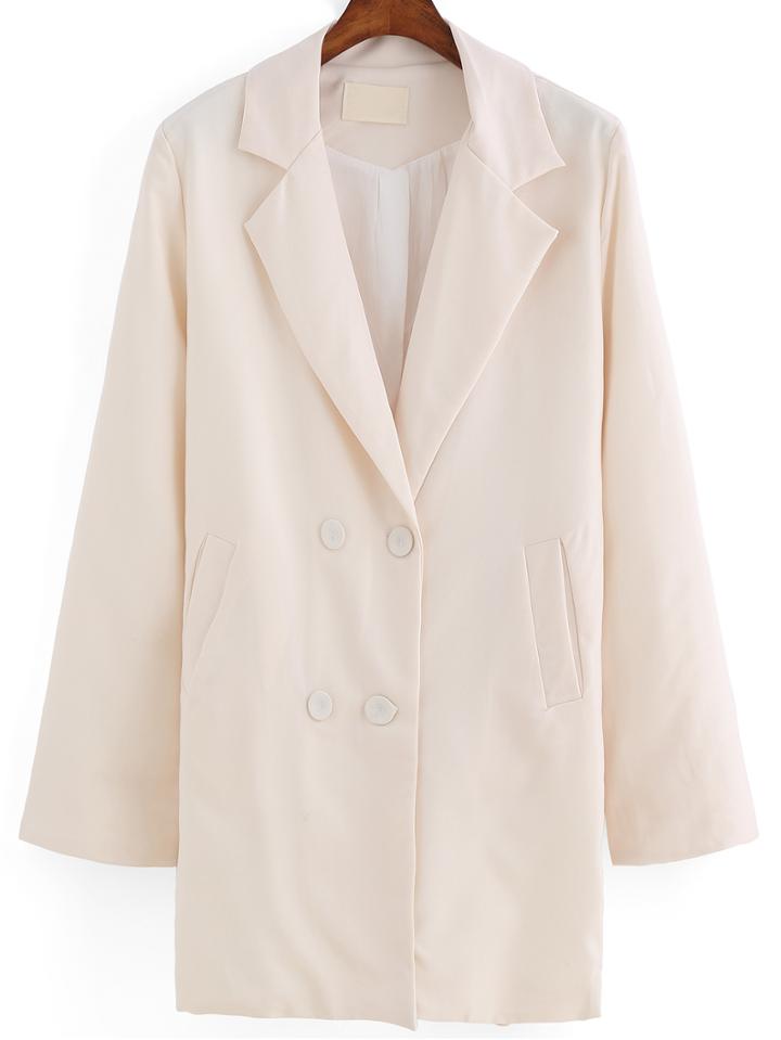 Romwe Notch Lapel Double Breasted Coat