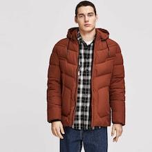 Romwe Men Drawstring Solid Detachable Hooded Puffer Coat