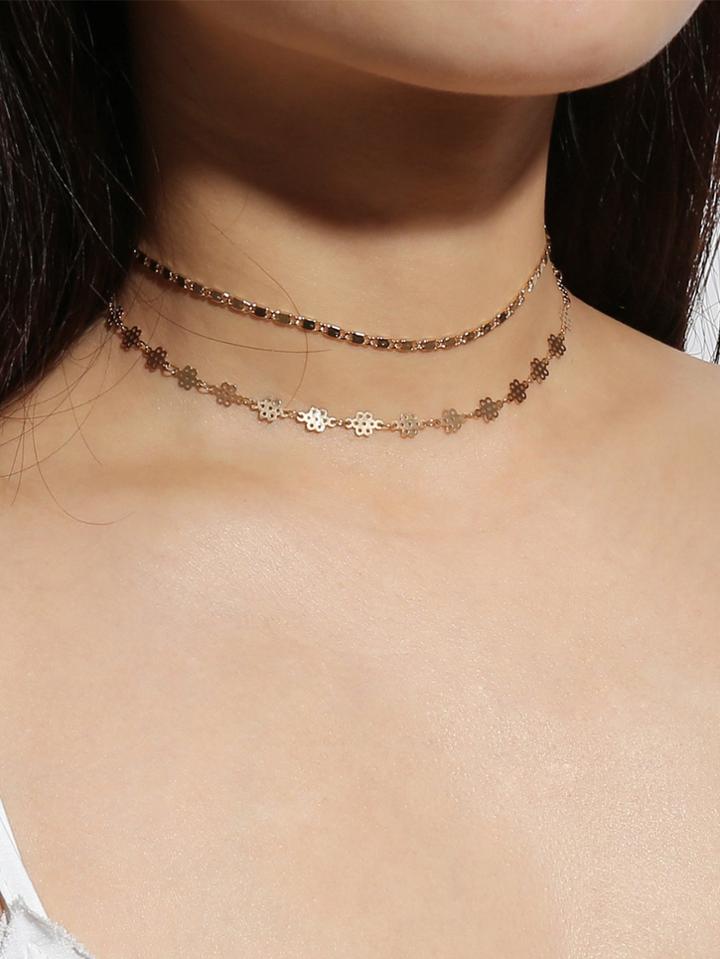 Romwe Chain Choker Set 2pcs