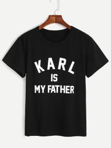 Romwe Slogan Print Crew Neck Tee