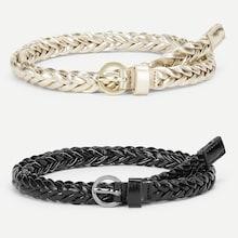 Romwe Metal Buckle Woven Belt 2pack