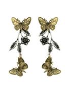 Romwe Ethnic Butterfly Flower Leaf Drop Earrings