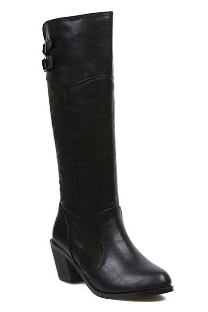 Romwe Chunky Heel Black Boots