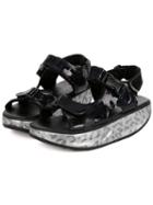 Romwe Black Thick-soled Buckle Casual Pu Sandals