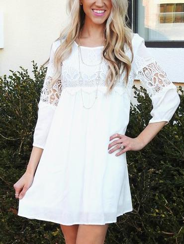 Romwe Lace Applique High Waist Dress