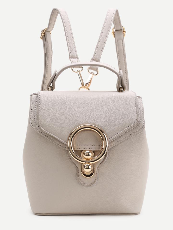 Romwe Apricot Pu Backpack With Convertible Strap