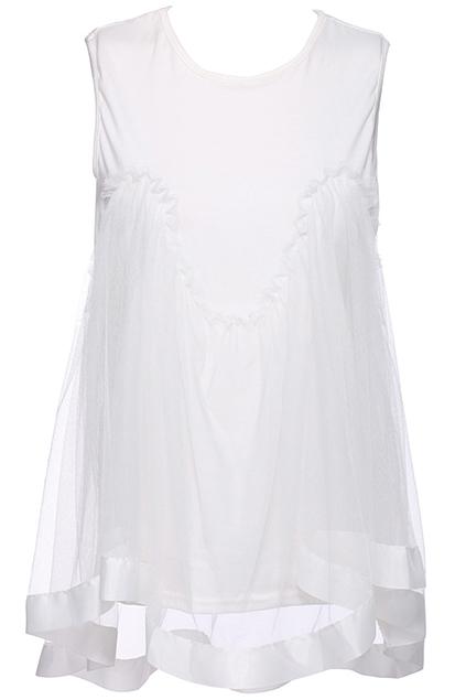 Romwe Asymmetric Dual-tone White Vest
