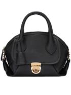 Romwe Black Metal Buckle Pu Shoulder Bag