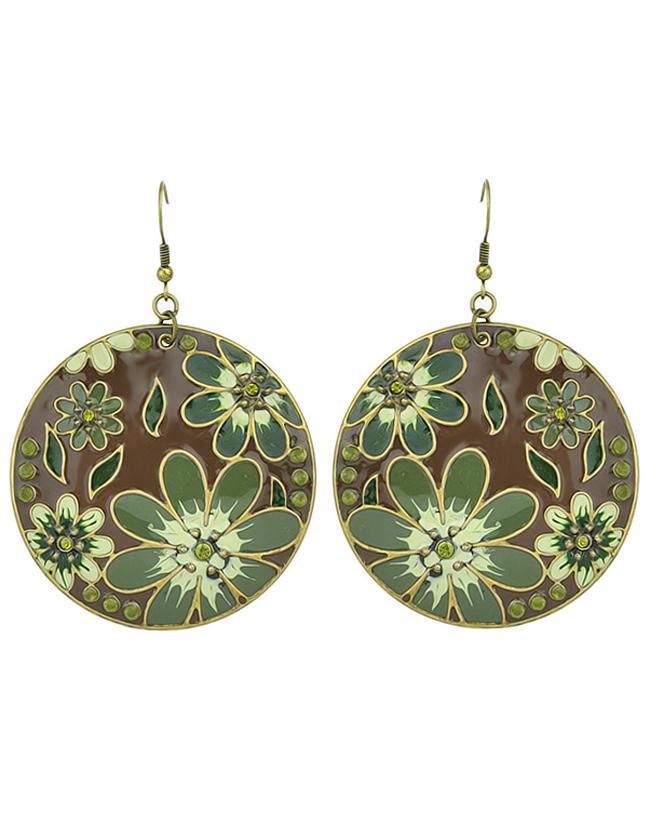 Romwe Fashion Vintage Enamel Style Women Big Hoop Earrings